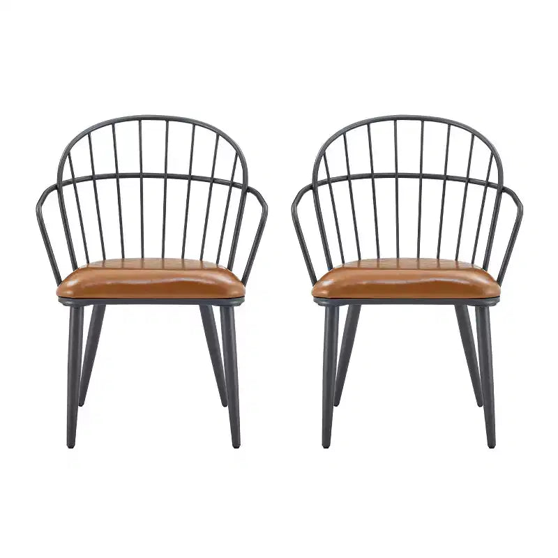 Christopher Knight Home Drats Modern Faux Leather Dining Chairs with Metal Legs(Set of 2), Brown/Black