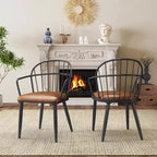 Christopher Knight Home Drats Chaises de salle à manger modernes en similicuir avec pieds en métal (Lot de 2), Brun/Noir