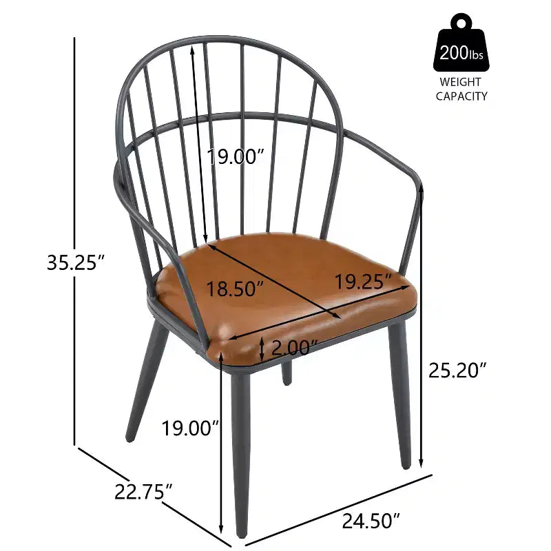 Christopher Knight Home Drats Chaises de salle à manger modernes en similicuir avec pieds en métal (Lot de 2), Brun/Noir