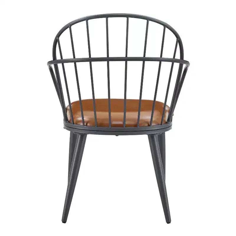 Christopher Knight Home Drats Chaises de salle à manger modernes en similicuir avec pieds en métal (Lot de 2), Brun/Noir
