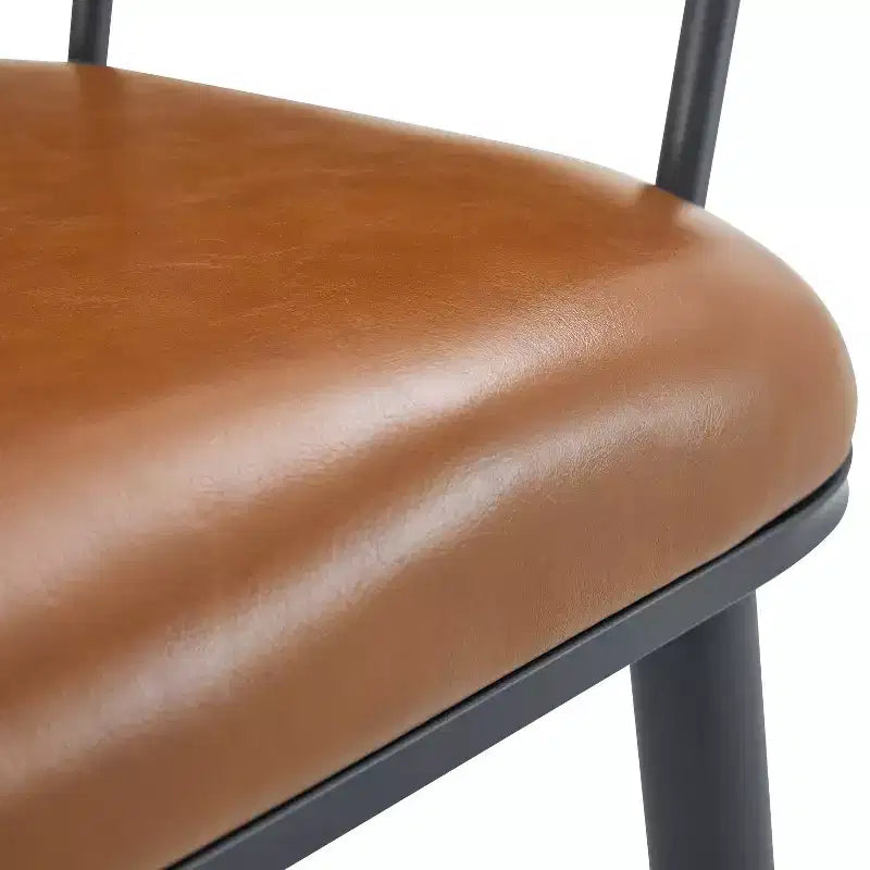 Christopher Knight Home Drats Chaises de salle à manger modernes en similicuir avec pieds en métal (Lot de 2), Brun/Noir