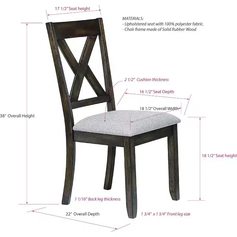 Kings Brand Furniture - Chaises de salle à manger capitonnées en bois marron Lewiston (Lot de 2)