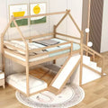Twin over Twin House Bunk Bed with Slide and Staircase - ModernLuxe
