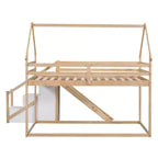 Lit superposé maison jumeau sur jumeau avec toboggan et escalier - ModernLuxe
