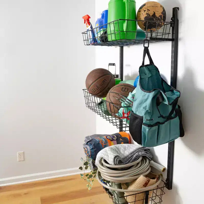 Panier triangulaire sarcelle G | Système de rangement mural ajustable | Supporte 54 kg