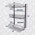 Panier triangulaire sarcelle G | Système de rangement mural ajustable | Supporte 54 kg