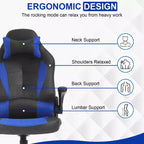 Chaise de bureau BestMassage Chaise de jeu Chaise de bureau d'ordinateur avec support lombaire et appui-tête réglable et chaise de joueur en cuir PU pour adultes