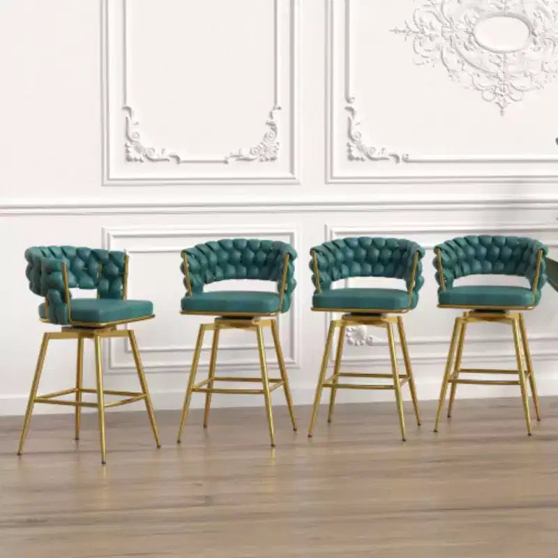 Lot de 2 tabourets de bar pivotants en lin tissé avec dossier et repose-pieds inclus, chaises de cuisine non réglables