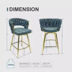 Lot de 2 tabourets de bar pivotants en lin tissé avec dossier et repose-pieds inclus, chaises de cuisine non réglables