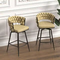 Lot de 2 tabourets de bar pivotants en lin tissé avec dossier et repose-pieds inclus, chaises de cuisine non réglables