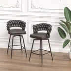 Lot de 2 tabourets de bar pivotants en lin tissé avec dossier et repose-pieds inclus, chaises de cuisine non réglables
