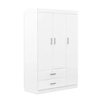 Armoire Whisen Wood à 3 portes avec tringle à vêtements, 2 tiroirs et étagères de rangement
