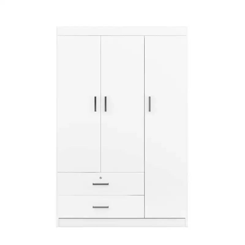Armoire Whisen Wood à 3 portes avec tringle à vêtements, 2 tiroirs et étagères de rangement