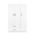 Armoire Whisen Wood à 3 portes avec tringle à vêtements, 2 tiroirs et étagères de rangement