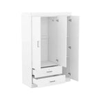 Armoire Whisen Wood à 3 portes avec tringle à vêtements, 2 tiroirs et étagères de rangement