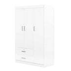 Armoire Whisen Wood à 3 portes avec tringle à vêtements, 2 tiroirs et étagères de rangement