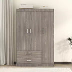 Armoire Whisen Wood à 3 portes avec tringle à vêtements, 2 tiroirs et étagères de rangement