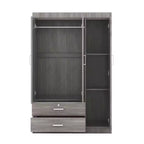 Armoire Whisen Wood à 3 portes avec tringle à vêtements, 2 tiroirs et étagères de rangement