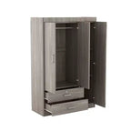 Armoire Whisen Wood à 3 portes avec tringle à vêtements, 2 tiroirs et étagères de rangement