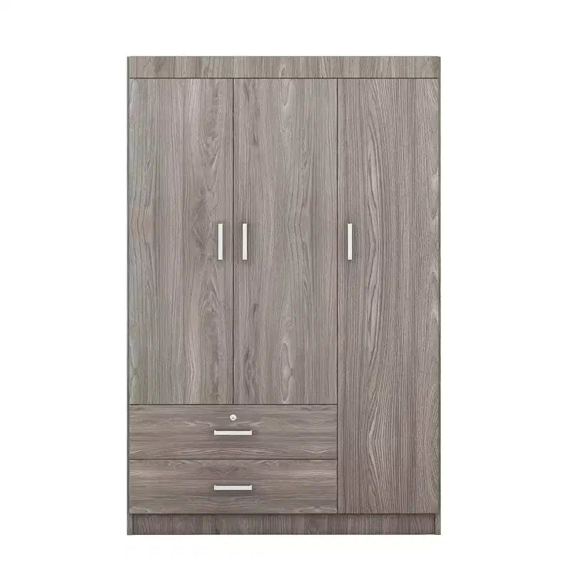 Armoire Whisen Wood à 3 portes avec tringle à vêtements, 2 tiroirs et étagères de rangement