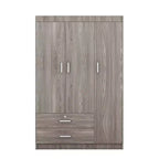 Armoire Whisen Wood à 3 portes avec tringle à vêtements, 2 tiroirs et étagères de rangement