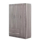 Armoire Whisen Wood à 3 portes avec tringle à vêtements, 2 tiroirs et étagères de rangement