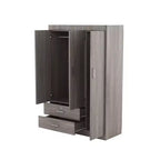 Armoire Whisen Wood à 3 portes avec tringle à vêtements, 2 tiroirs et étagères de rangement