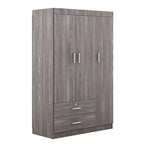 Armoire Whisen Wood à 3 portes avec tringle à vêtements, 2 tiroirs et étagères de rangement