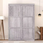 Lit escamotable mural pleine grandeur/taille double, lit en armoire en bois, gris - ModernLuxe
