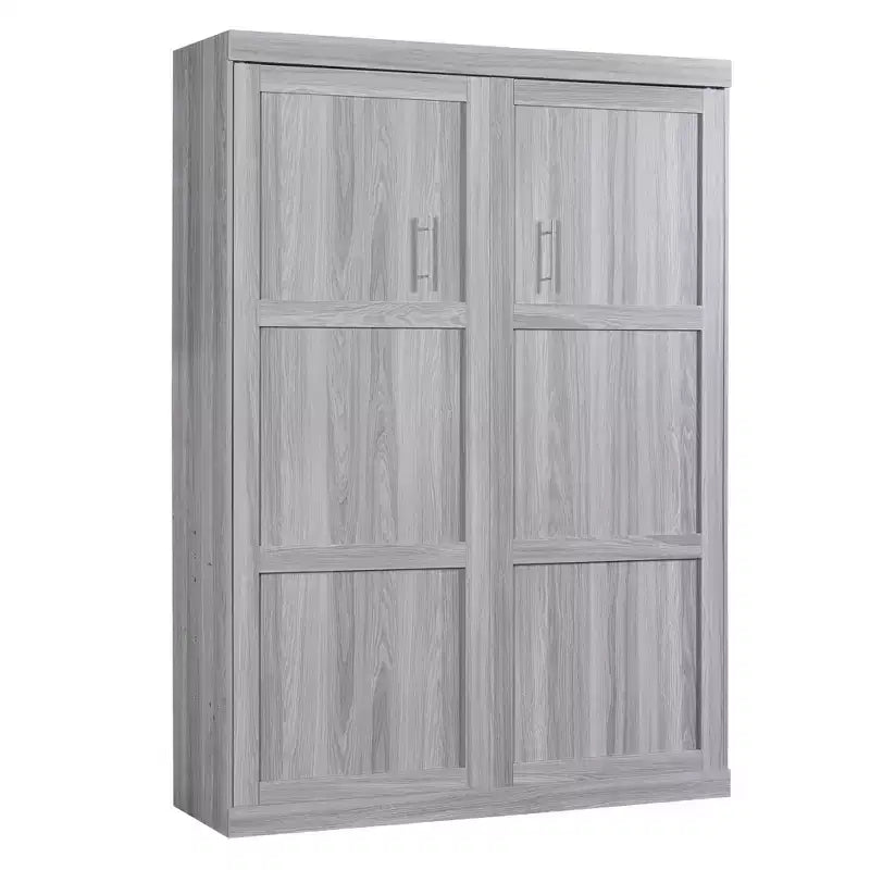 Lit escamotable mural pleine grandeur/taille double, lit en armoire en bois, gris - ModernLuxe