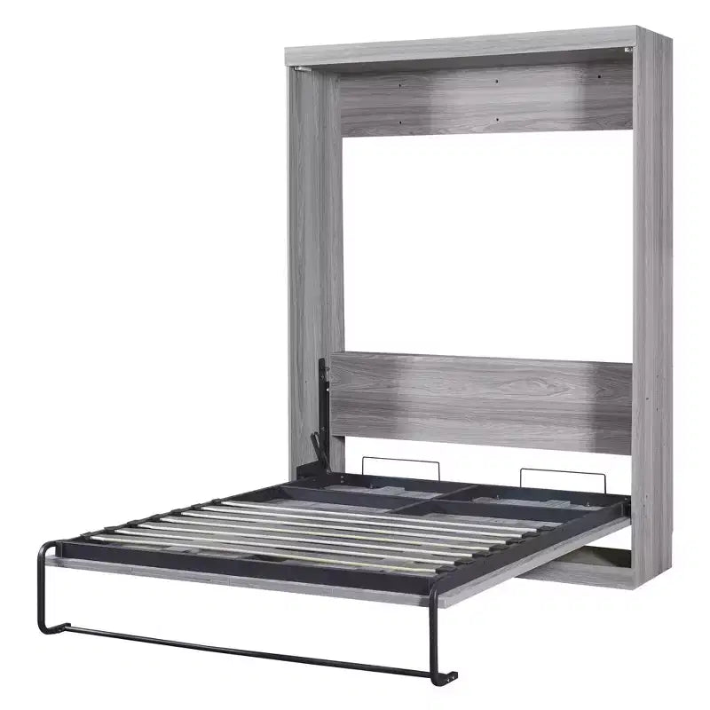 Lit escamotable mural pleine grandeur/taille double, lit en armoire en bois, gris - ModernLuxe