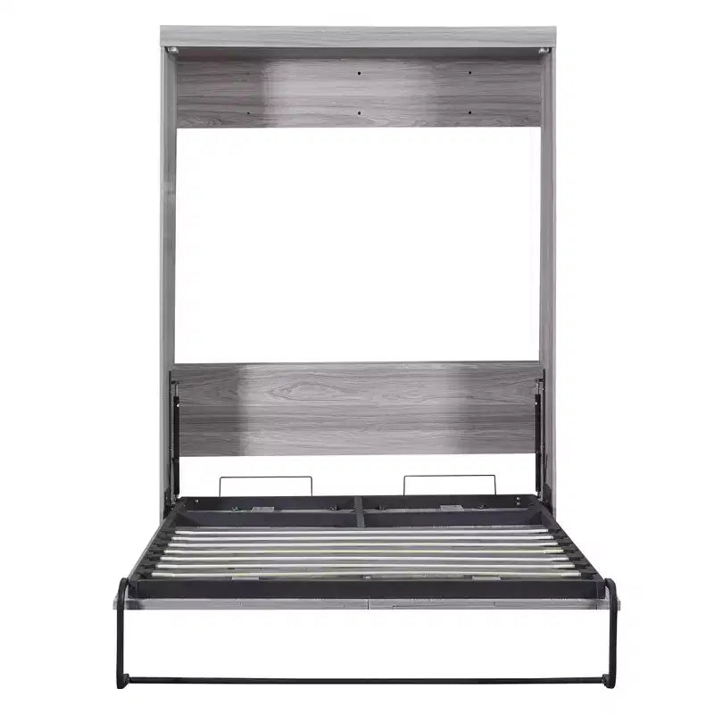 Lit escamotable mural pleine grandeur/taille double, lit en armoire en bois, gris - ModernLuxe