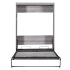 Lit escamotable mural pleine grandeur/taille double, lit en armoire en bois, gris - ModernLuxe