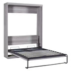 Lit escamotable mural pleine grandeur/taille double, lit en armoire en bois, gris - ModernLuxe