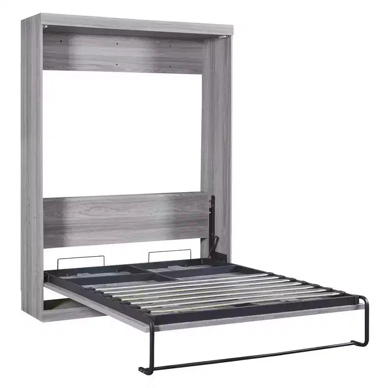 Lit escamotable mural pleine grandeur/taille double, lit en armoire en bois, gris - ModernLuxe