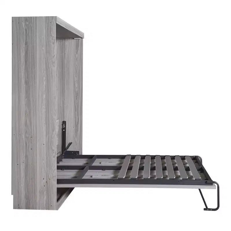 Lit escamotable mural pleine grandeur/taille double, lit en armoire en bois, gris - ModernLuxe