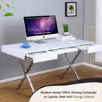 Kings Brand Furniture Logan Bureau à domicile avec tiroirs, tablette coulissante pour clavier et pieds en X – Bureau d'ordinateur, Bureau d'écriture, Bureau