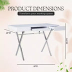 Kings Brand Furniture Logan Bureau à domicile avec tiroirs, tablette coulissante pour clavier et pieds en X – Bureau d'ordinateur, Bureau d'écriture, Bureau