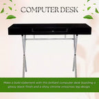 Kings Brand Furniture Logan Bureau à domicile avec tiroirs, tablette coulissante pour clavier et pieds en X – Bureau d'ordinateur, Bureau d'écriture, Bureau