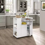Kings Brand Furniture Alaina, îlot de cuisine roulant sur roulettes avec armoire de rangement