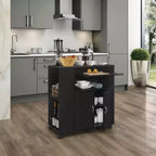 Kings Brand Furniture Alaina, îlot de cuisine roulant sur roulettes avec armoire de rangement