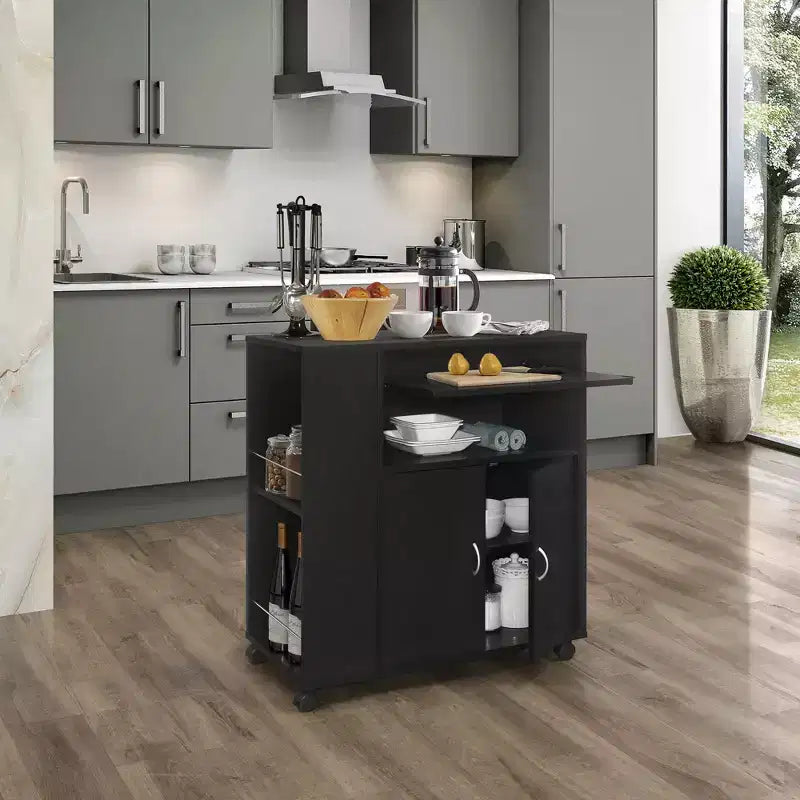 Kings Brand Furniture Alaina, îlot de cuisine roulant sur roulettes avec armoire de rangement