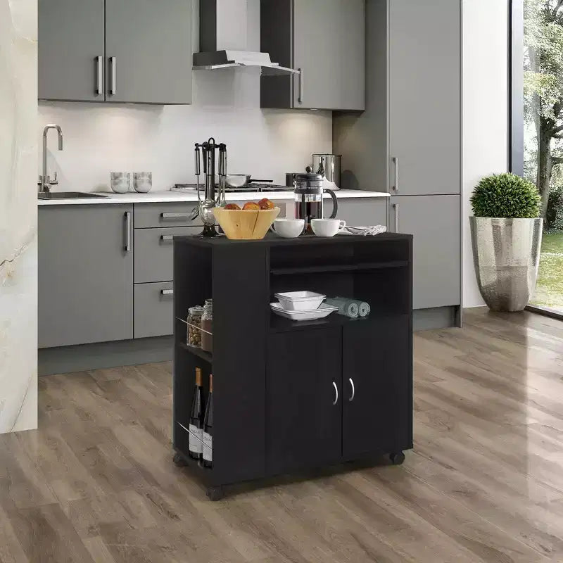 Kings Brand Furniture Alaina, îlot de cuisine roulant sur roulettes avec armoire de rangement