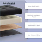 Banc de rangement ottoman de 30 pouces, Ottoman avec rangement, Banc ottoman, Supporte jusqu'à 300 kg pour le salon