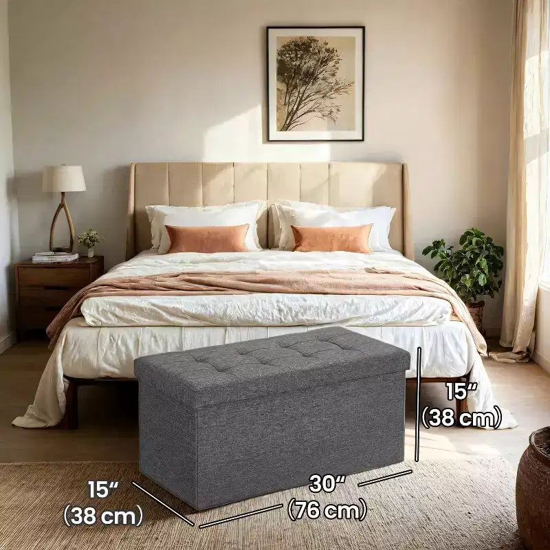 Banc de rangement ottoman de 30 pouces, Ottoman avec rangement, Banc ottoman, Supporte jusqu'à 300 kg pour le salon