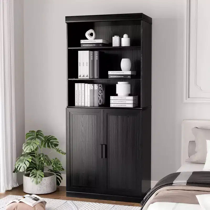 PexFix 36x31x16 Meuble d'appoint en bois avec étagère réglable Meuble de rangement noir