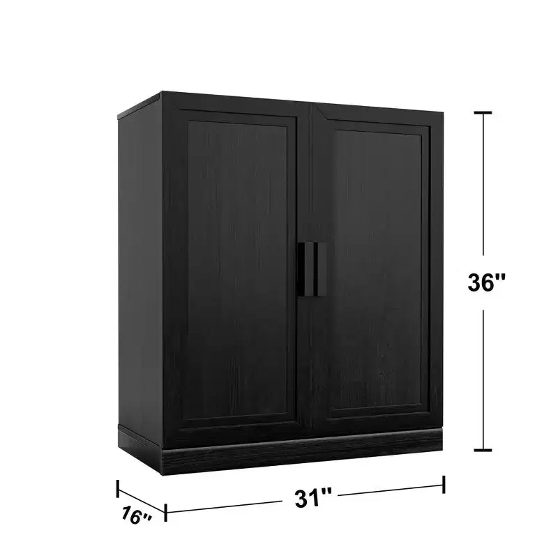 PexFix 36x31x16 Meuble d'appoint en bois avec étagère réglable Meuble de rangement noir