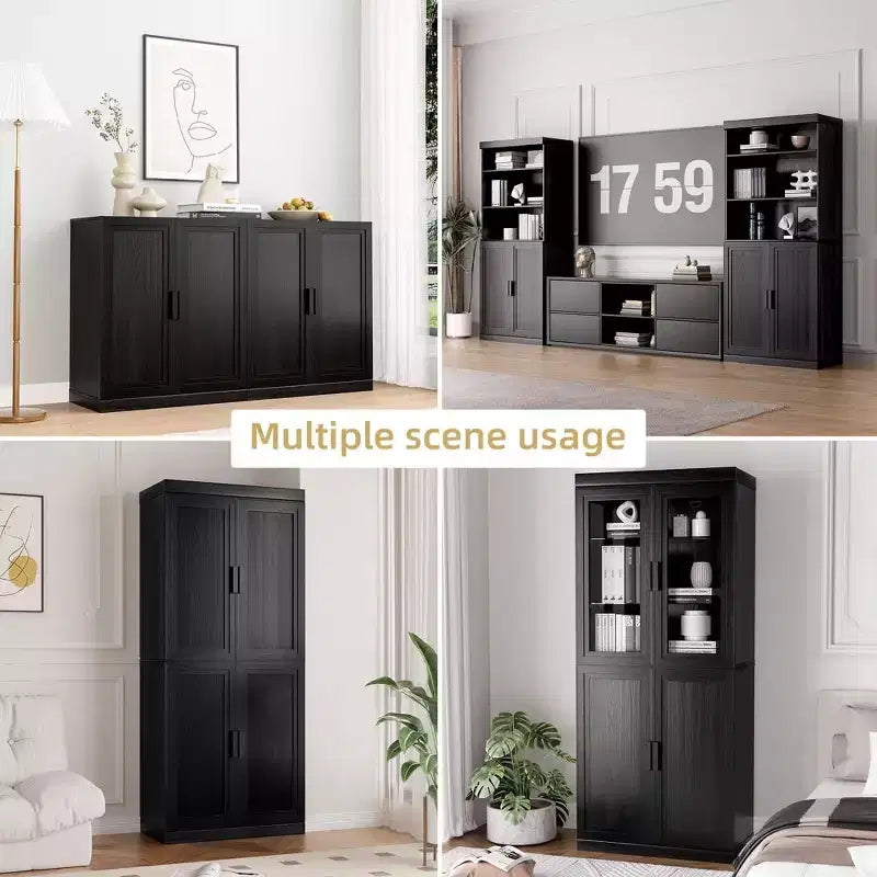 PexFix 36x31x16 Meuble d'appoint en bois avec étagère réglable Meuble de rangement noir