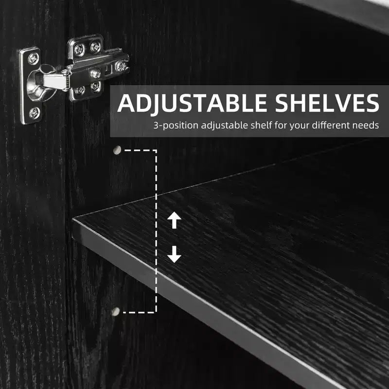 PexFix 36x31x16 Meuble d'appoint en bois avec étagère réglable Meuble de rangement noir