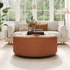 Christopher Knight Home Rafael Ottoman rond moderne en similicuir touffeté, marron clair